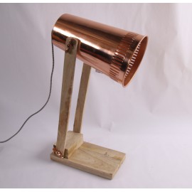 Tafel lamp hout met koper